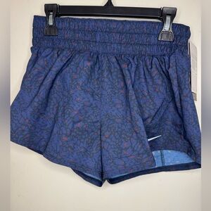 Nike Women's Blue and Red Patterned Athletic Shorts